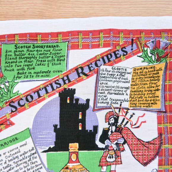 Vintage Scottish Recipes Cotton Waffle Tea Towel - Picture 2 of 5